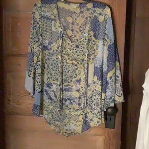 Live And Let Live Sheer Boho Blouse Size L